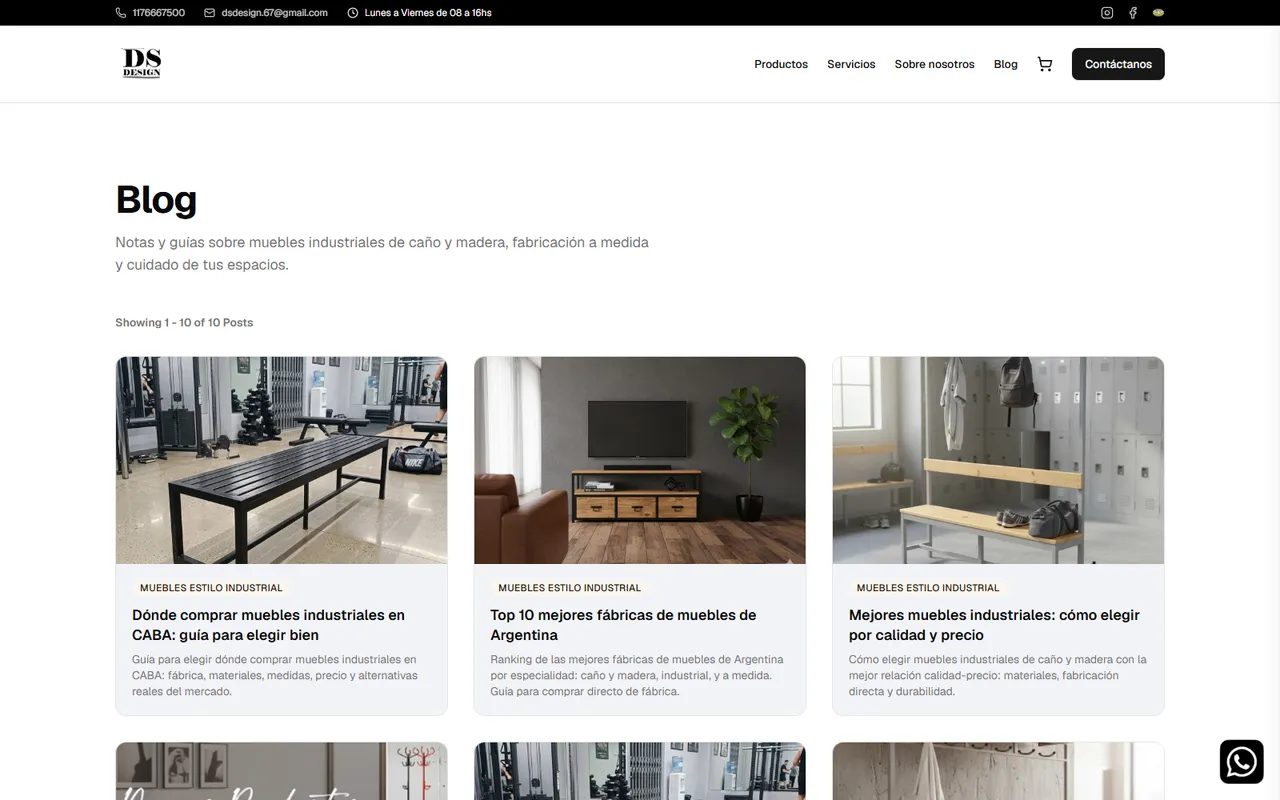 Blog del sitio de DS Design con artículos para posicionar en Google